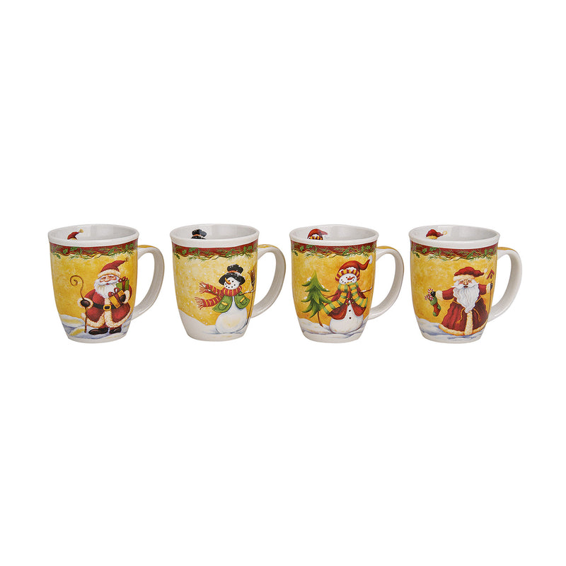 Becher aus Keramik Weihnachtsdekor, sortiert (B/H/T) 12x11x9 cm,  300 ml