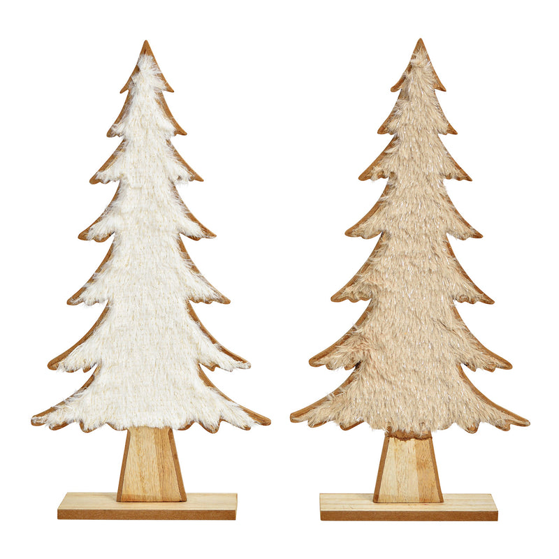 Tannenbaum aus Holz Weiß 2-fach, (B/H/T) 20x41x5cm