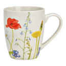 Becher mit buntem Blumenwiesen Dekor aus Porzellan weiﬂ (B/H/T) 8x10x6cm 360ml