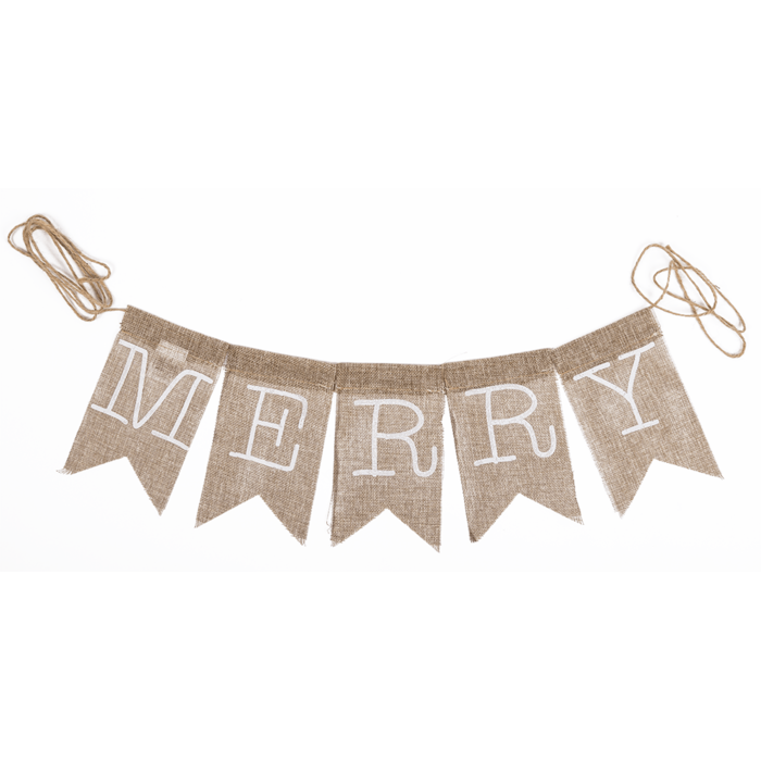 Wandgirlande aus Jute, Merry Christmas,